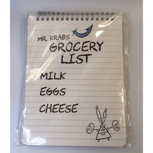 Spongebob Squarepants Mr Krabs Grocery List Notebook Pad CultureFly Exc Krusty